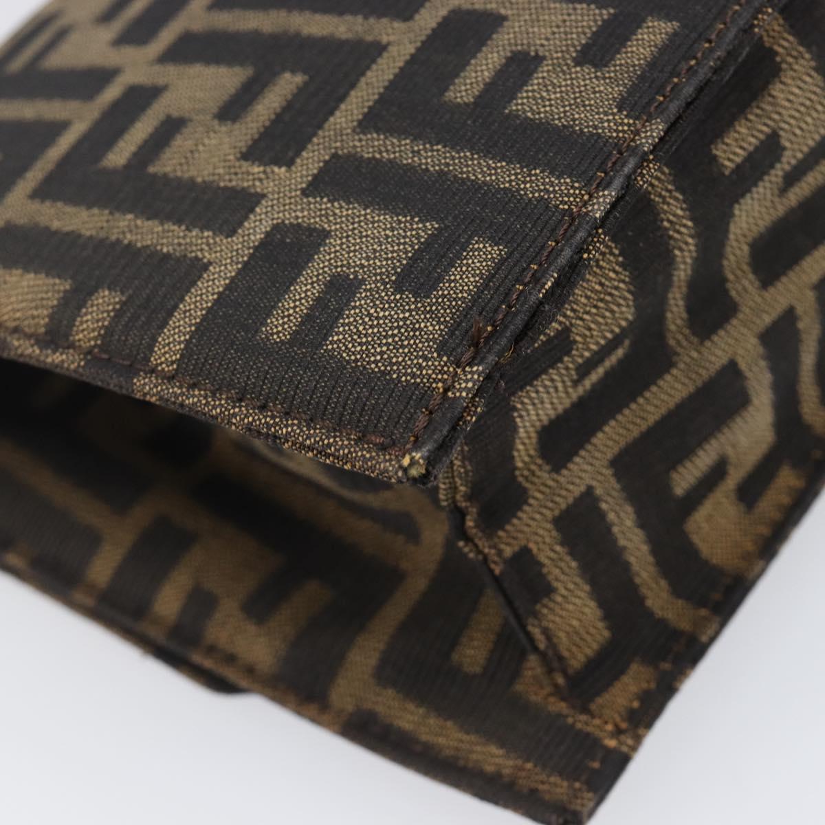 FENDI Zucca Canvas Shoulder Bag Brown Gold Tone Auth 199508A