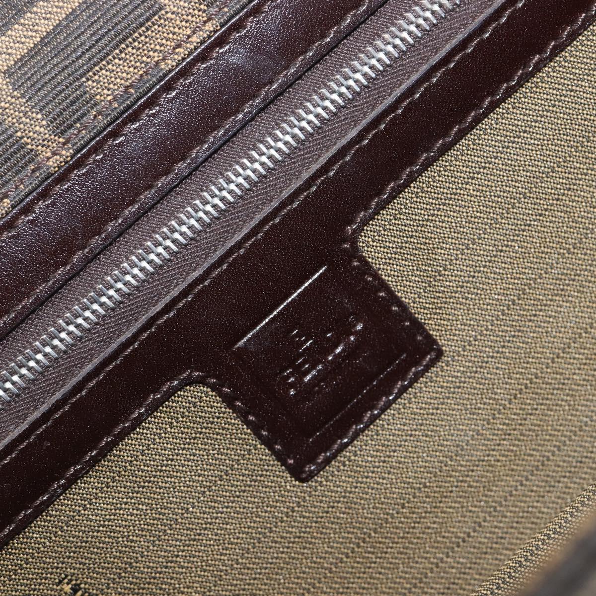 FENDI Zucca Canvas Shoulder Bag Brown Gold Tone Auth 199508A