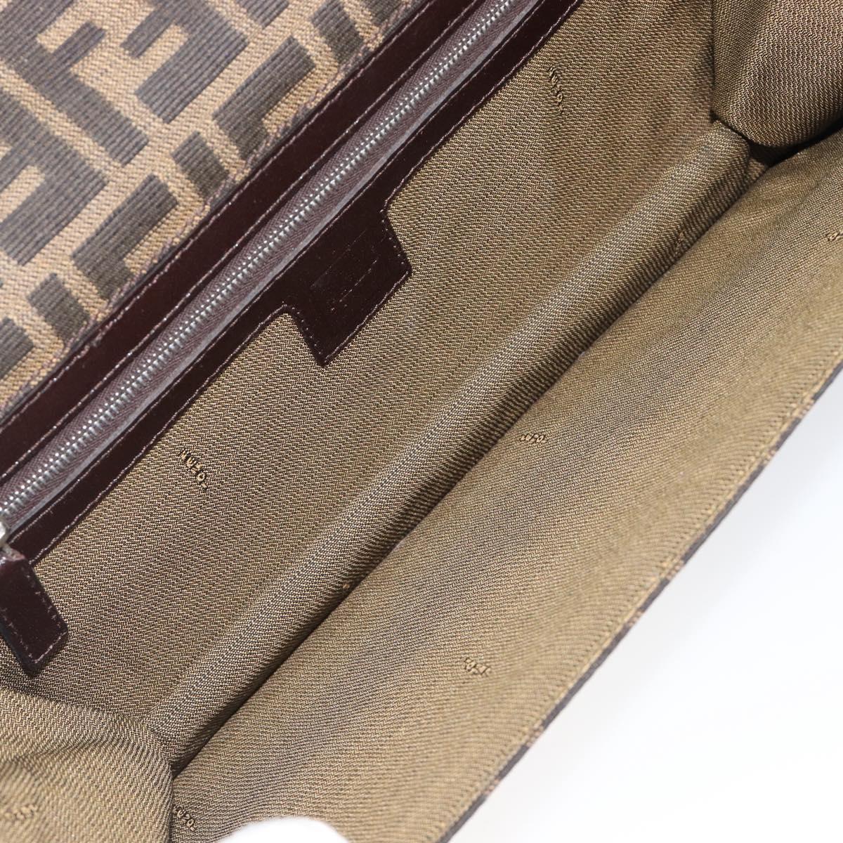 FENDI Zucca Canvas Shoulder Bag Brown Gold Tone Auth 199508A