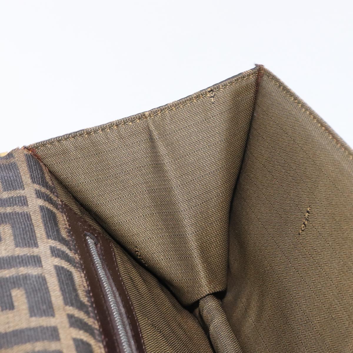 FENDI Zucca Canvas Shoulder Bag Brown Gold Tone Auth 199508A