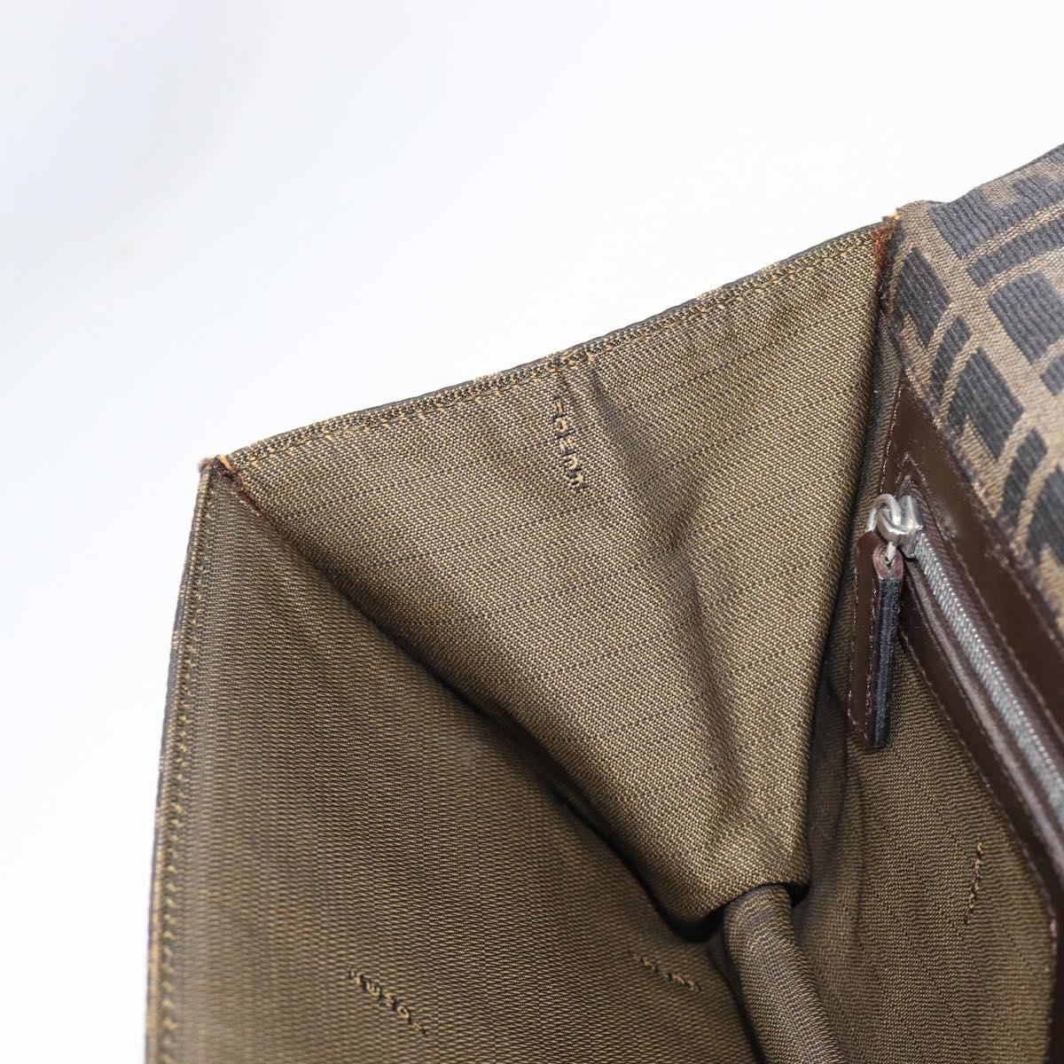FENDI Zucca Canvas Shoulder Bag Brown Gold Tone Auth 199508A