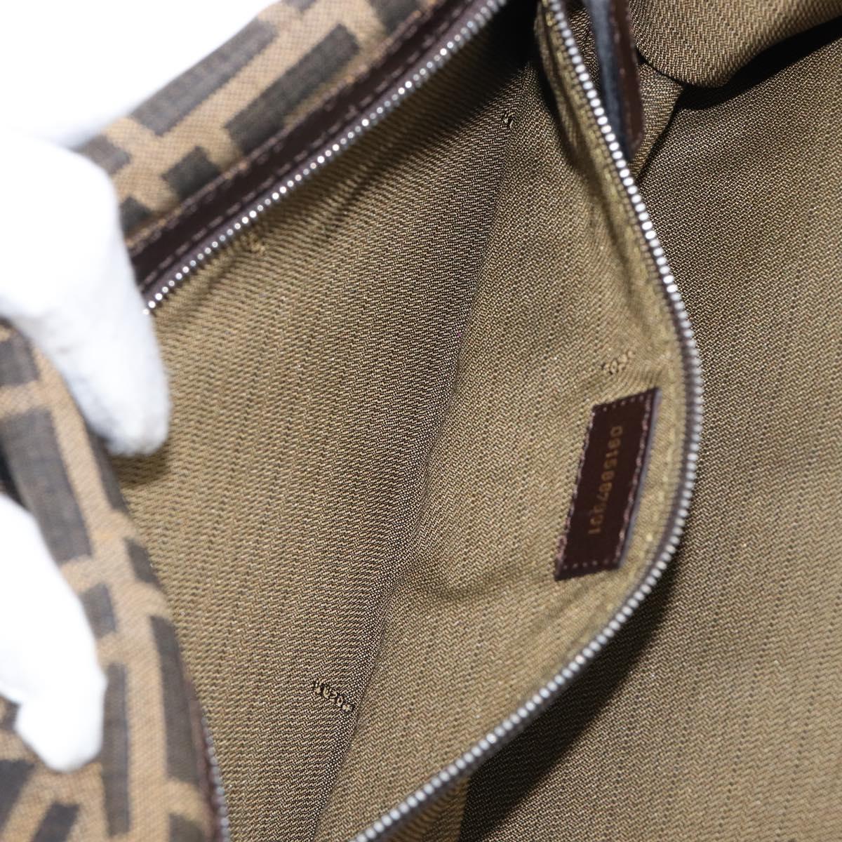 FENDI Zucca Canvas Shoulder Bag Brown Gold Tone Auth 199508A