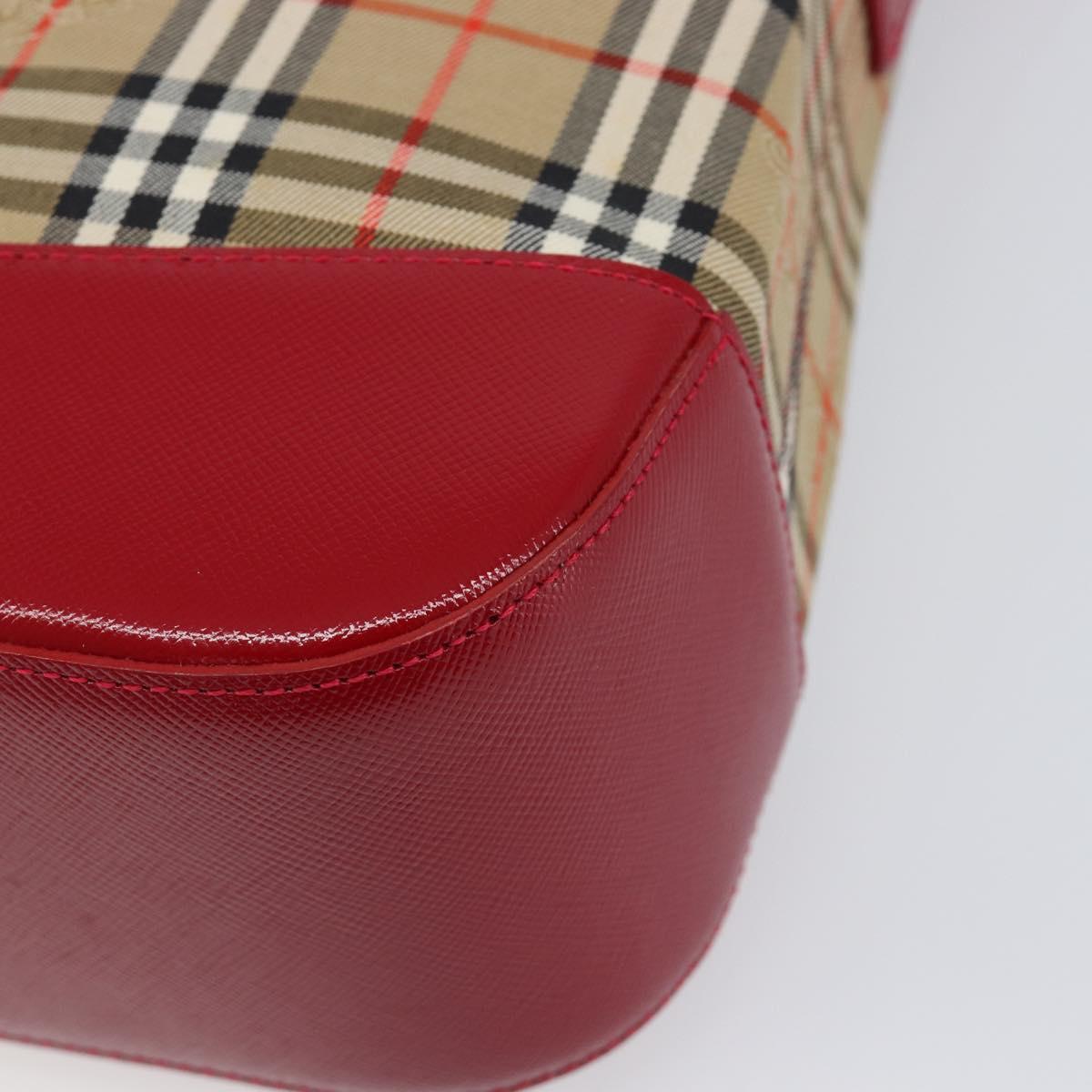 BURBERRY Nova Check Shoulder Bag Canvas Beige Red Auth 199510V