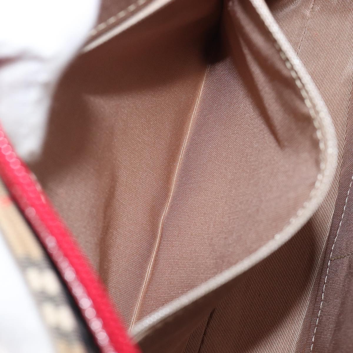 BURBERRY Nova Check Shoulder Bag Canvas Beige Red Auth 199510V
