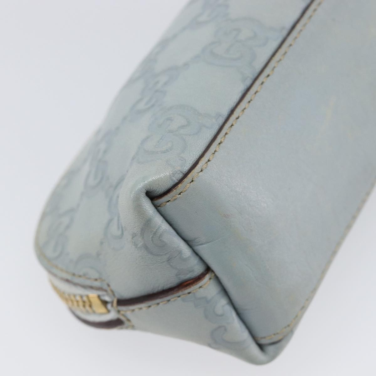 GUCCI GuccissimaGG Pouch Leather Light Blue Gold Tone 141811 Auth 199511
