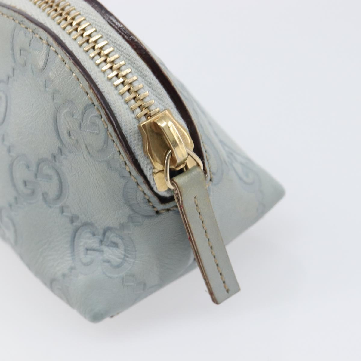 GUCCI GuccissimaGG Pouch Leather Light Blue Gold Tone 141811 Auth 199511