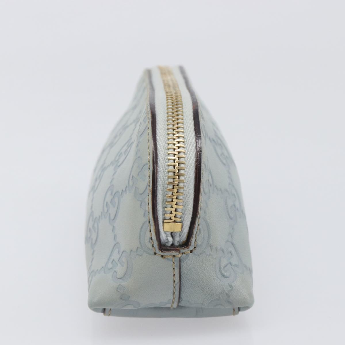 GUCCI GuccissimaGG Pouch Leather Light Blue Gold Tone 141811 Auth 199511