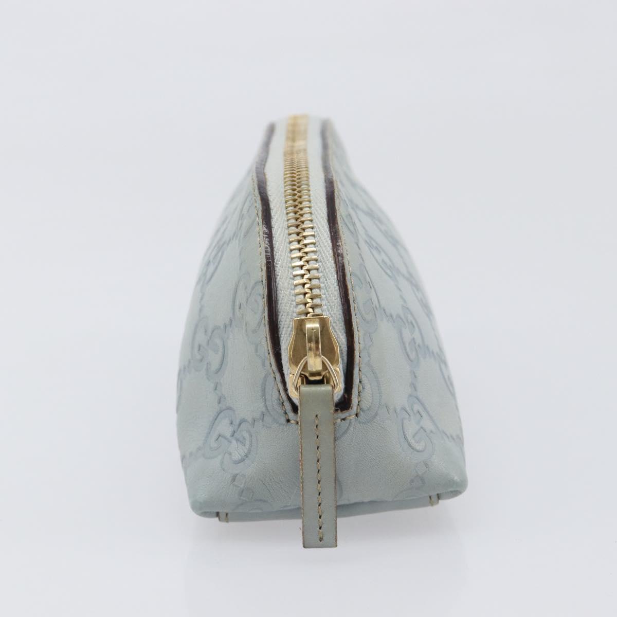 GUCCI GuccissimaGG Pouch Leather Light Blue Gold Tone 141811 Auth 199511