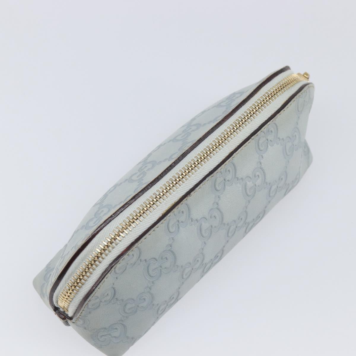 GUCCI GuccissimaGG Pouch Leather Light Blue Gold Tone 141811 Auth 199511