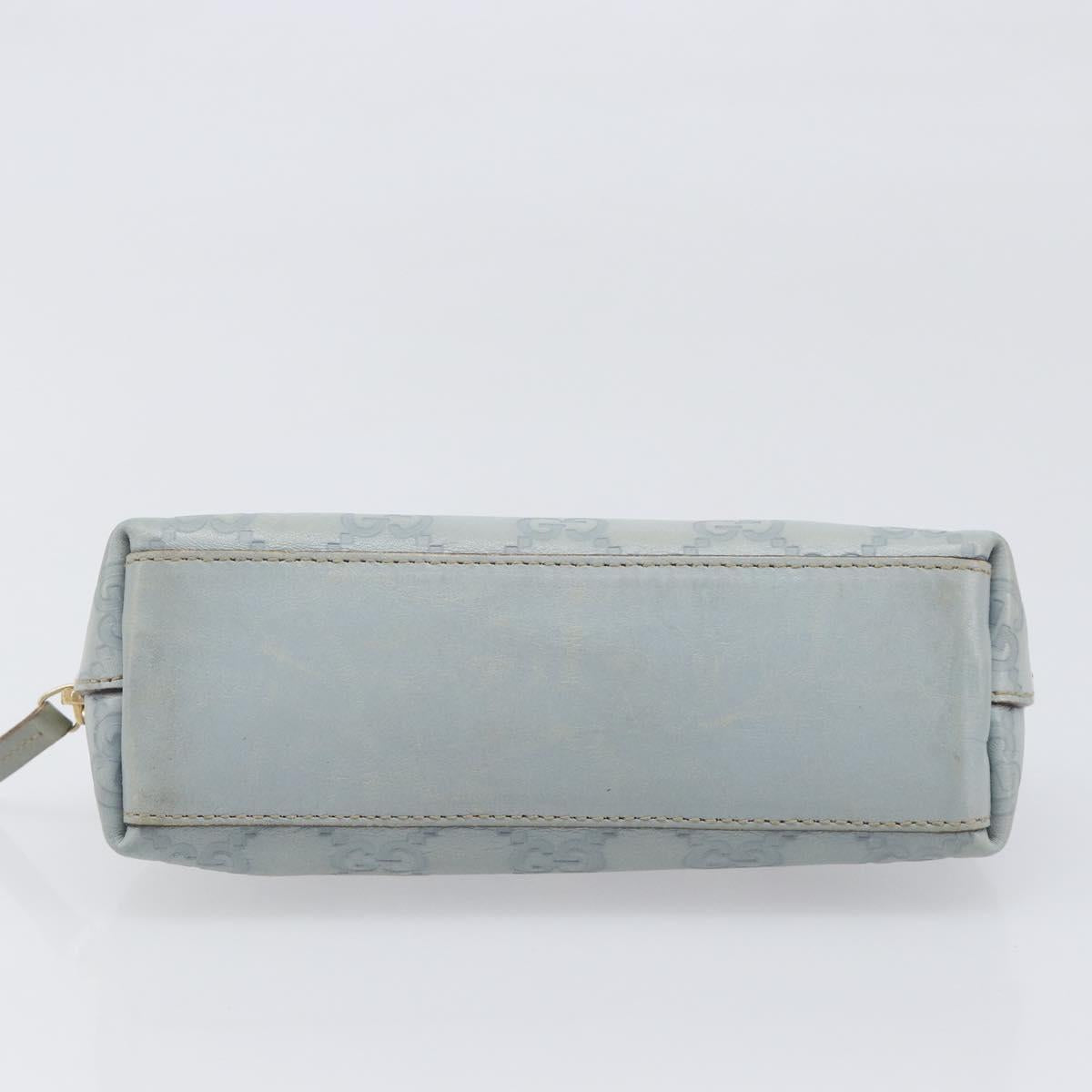 GUCCI GuccissimaGG Pouch Leather Light Blue Gold Tone 141811 Auth 199511