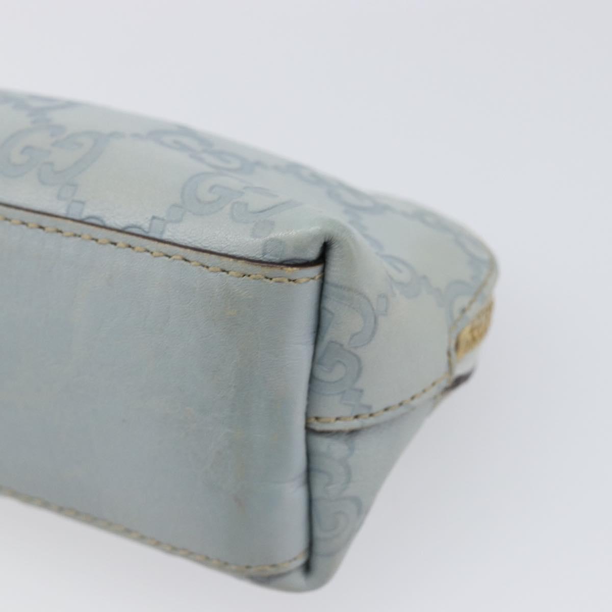 GUCCI GuccissimaGG Pouch Leather Light Blue Gold Tone 141811 Auth 199511