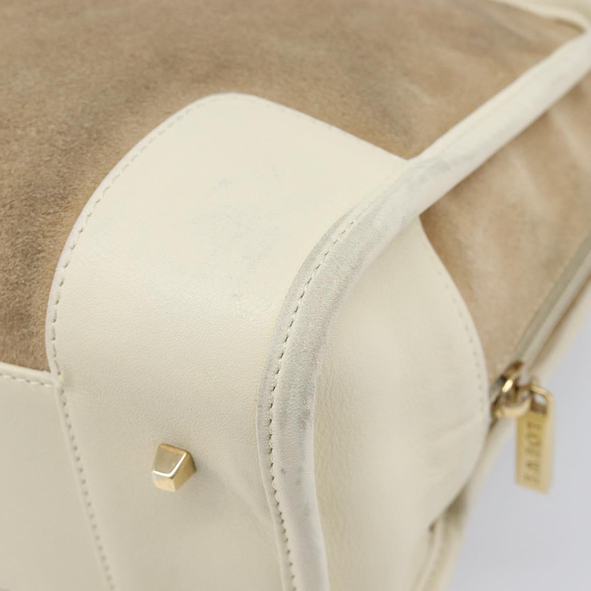 LOEWE Amazonas Hand Bag Suede Beige Gold Tone Auth 199514A