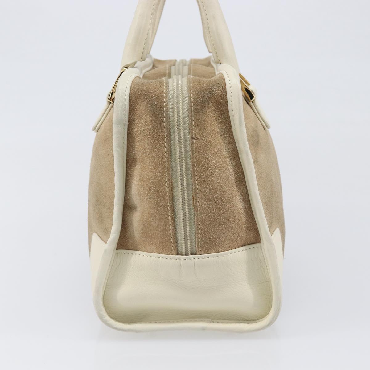 LOEWE Amazonas Hand Bag Suede Beige Gold Tone Auth 199514A
