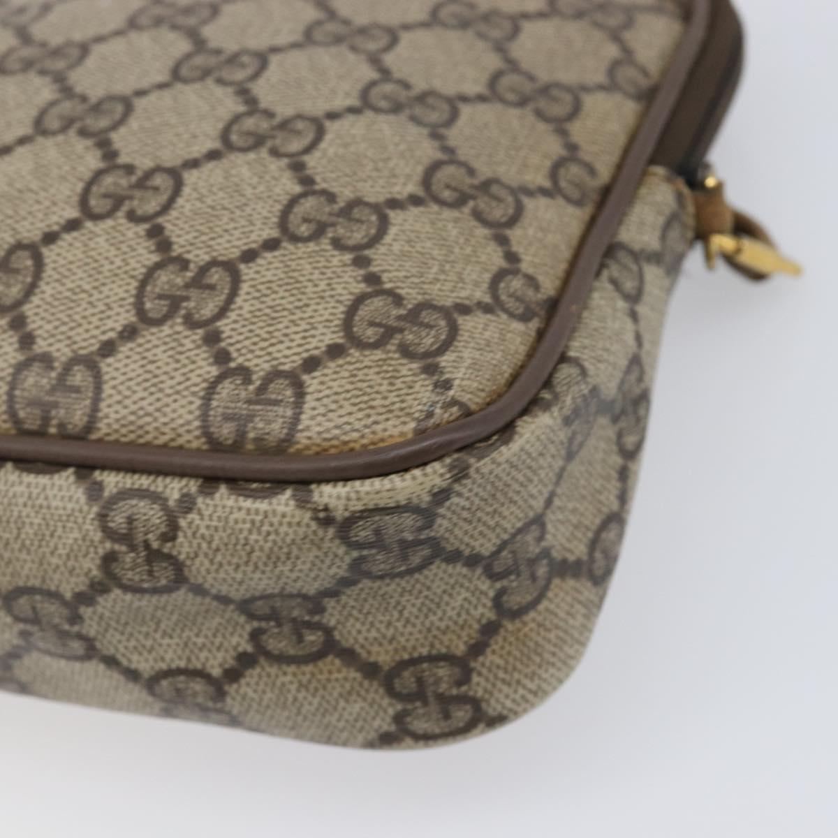 GUCCI GG Supreme Shoulder Bag PVC Beige Gold Tone 116 02 068 Auth 199516