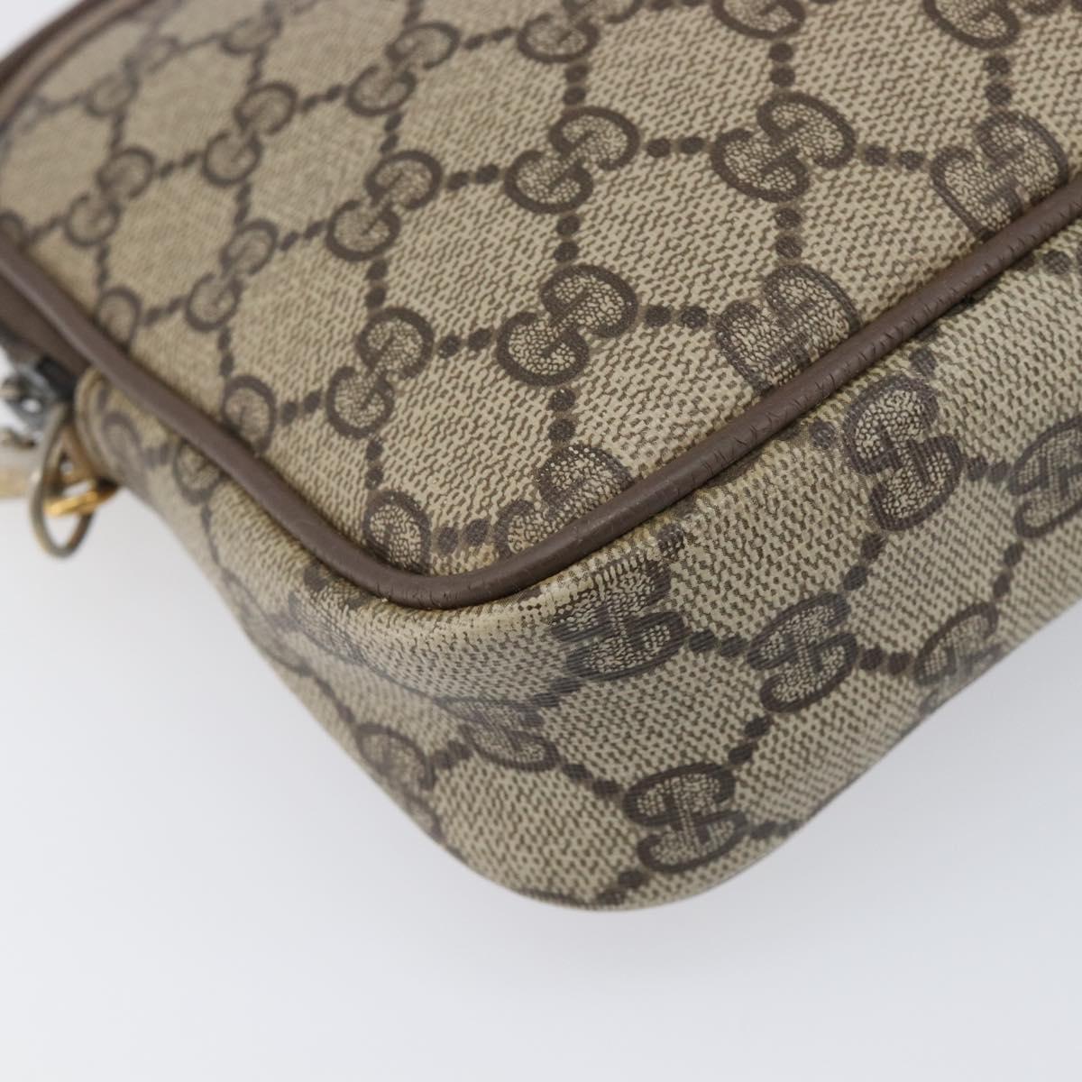 GUCCI GG Supreme Shoulder Bag PVC Beige Gold Tone 116 02 068 Auth 199516