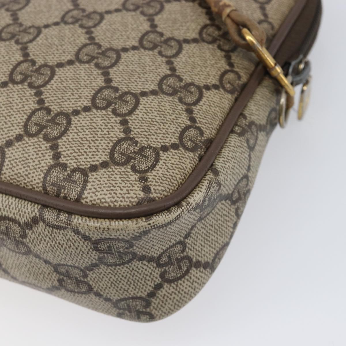 GUCCI GG Supreme Shoulder Bag PVC Beige Gold Tone 116 02 068 Auth 199516