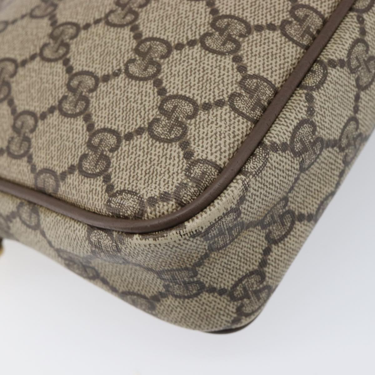 GUCCI GG Supreme Shoulder Bag PVC Beige Gold Tone 116 02 068 Auth 199516