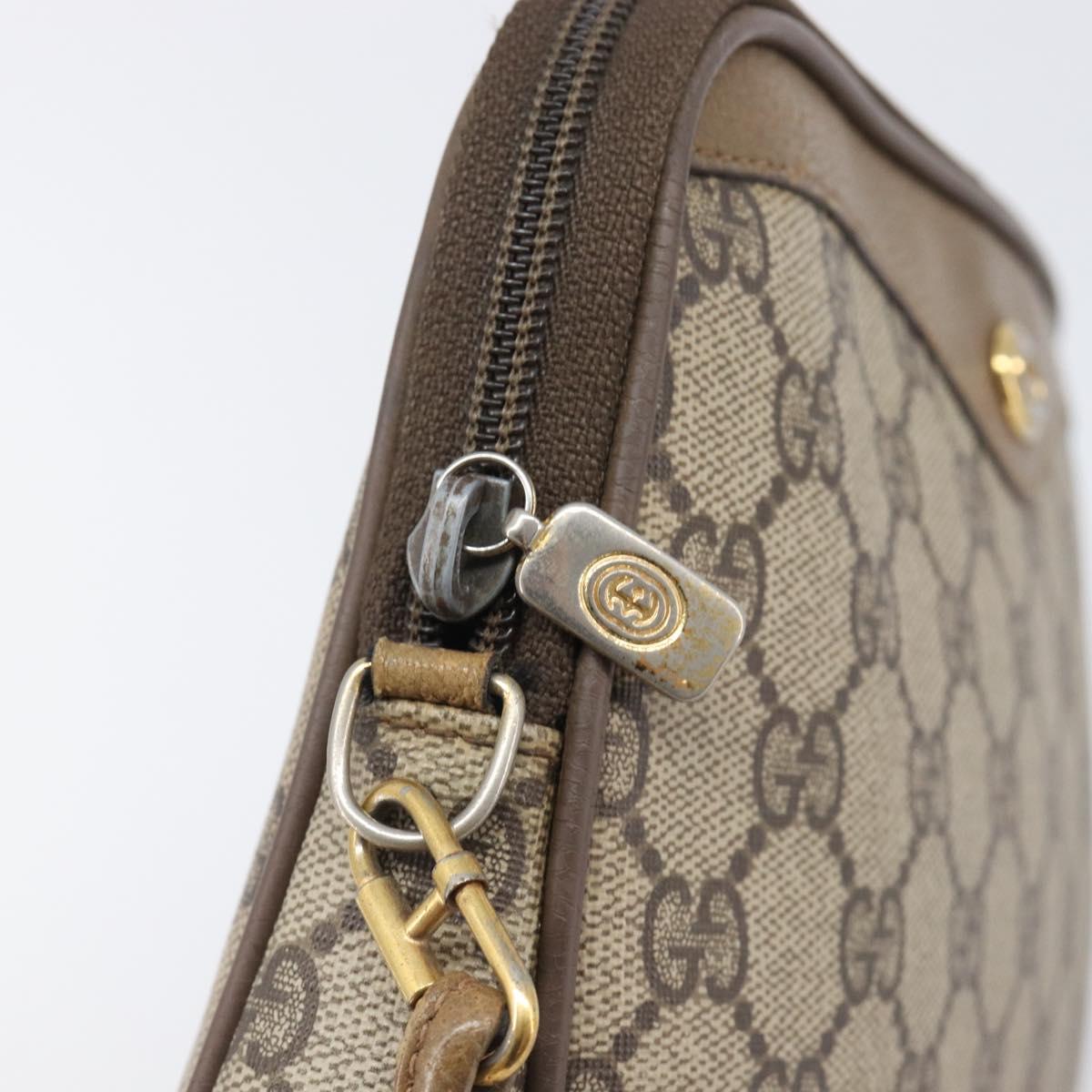 GUCCI GG Supreme Shoulder Bag PVC Beige Gold Tone 116 02 068 Auth 199516