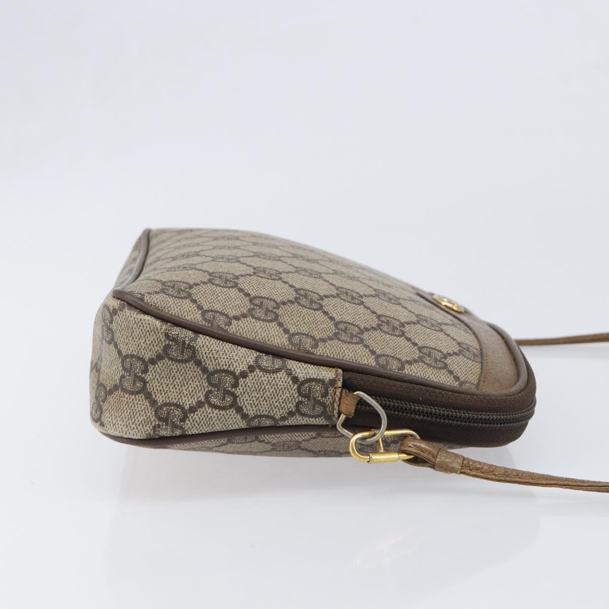 GUCCI GG Supreme Shoulder Bag PVC Beige Gold Tone 116 02 068 Auth 199516