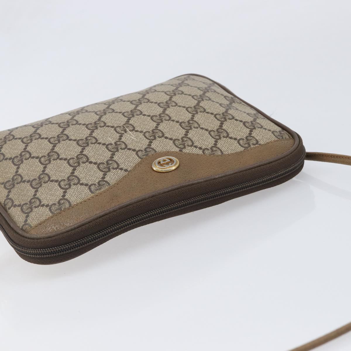 GUCCI GG Supreme Shoulder Bag PVC Beige Gold Tone 116 02 068 Auth 199516