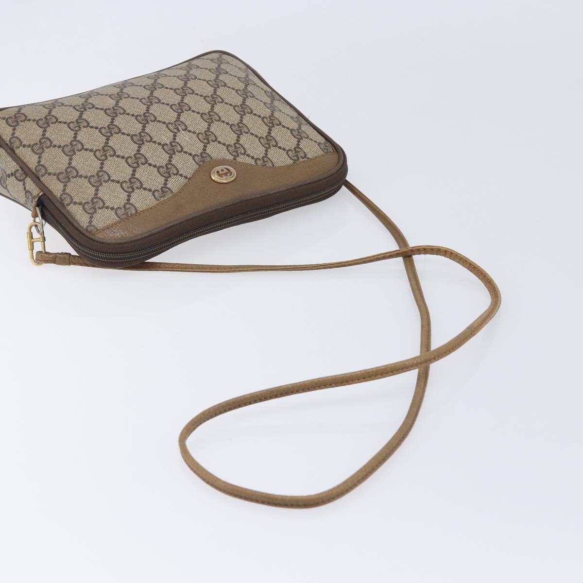 GUCCI GG Supreme Shoulder Bag PVC Beige Gold Tone 116 02 068 Auth 199516