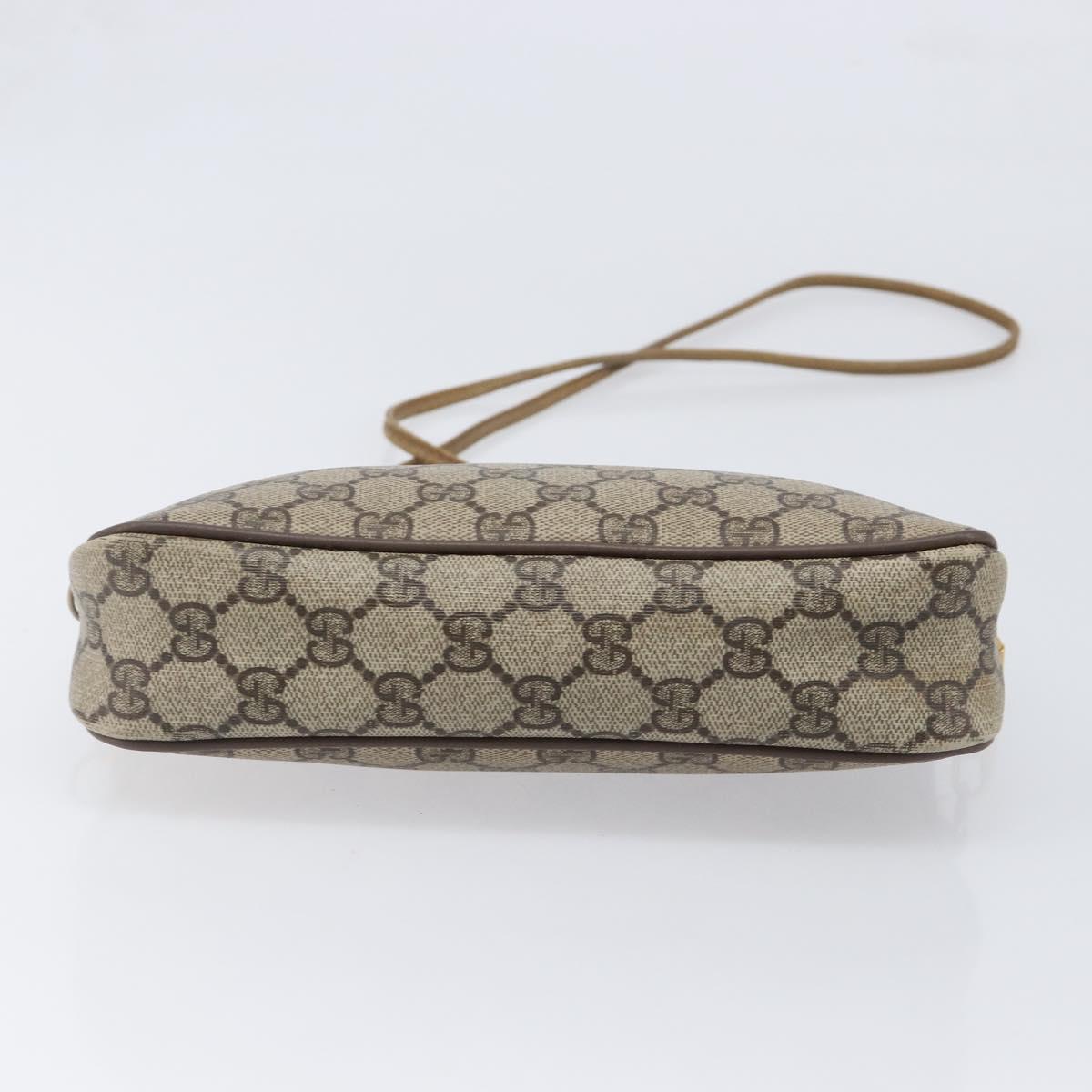 GUCCI GG Supreme Shoulder Bag PVC Beige Gold Tone 116 02 068 Auth 199516