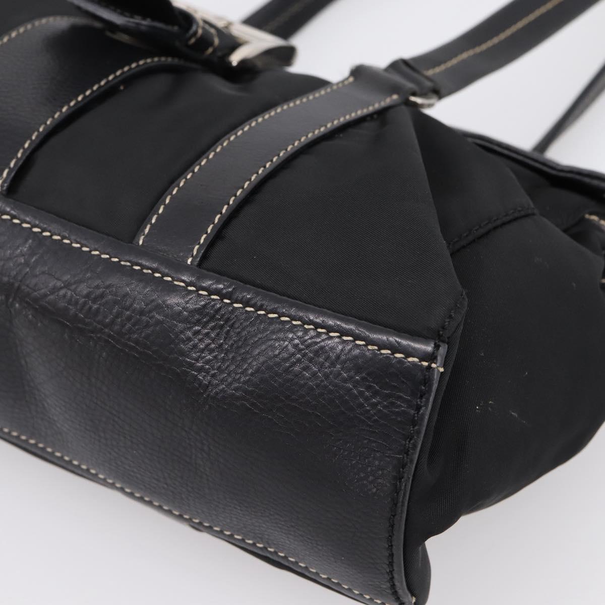 PRADA Shoulder Bag Nylon Black Silver Auth 199517V
