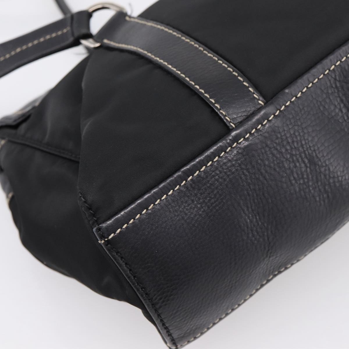 PRADA Shoulder Bag Nylon Black Silver Auth 199517V