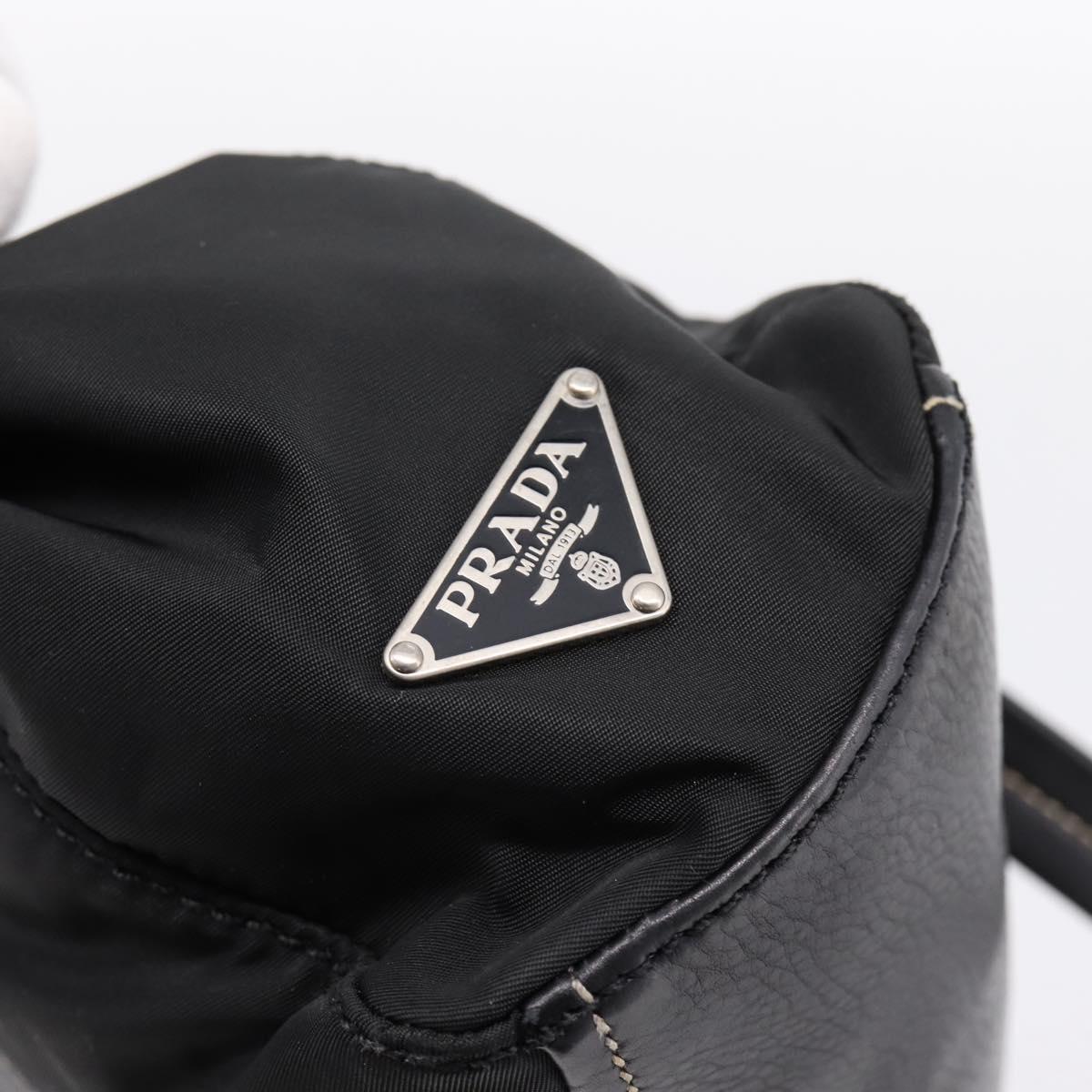 PRADA Shoulder Bag Nylon Black Silver Auth 199517V