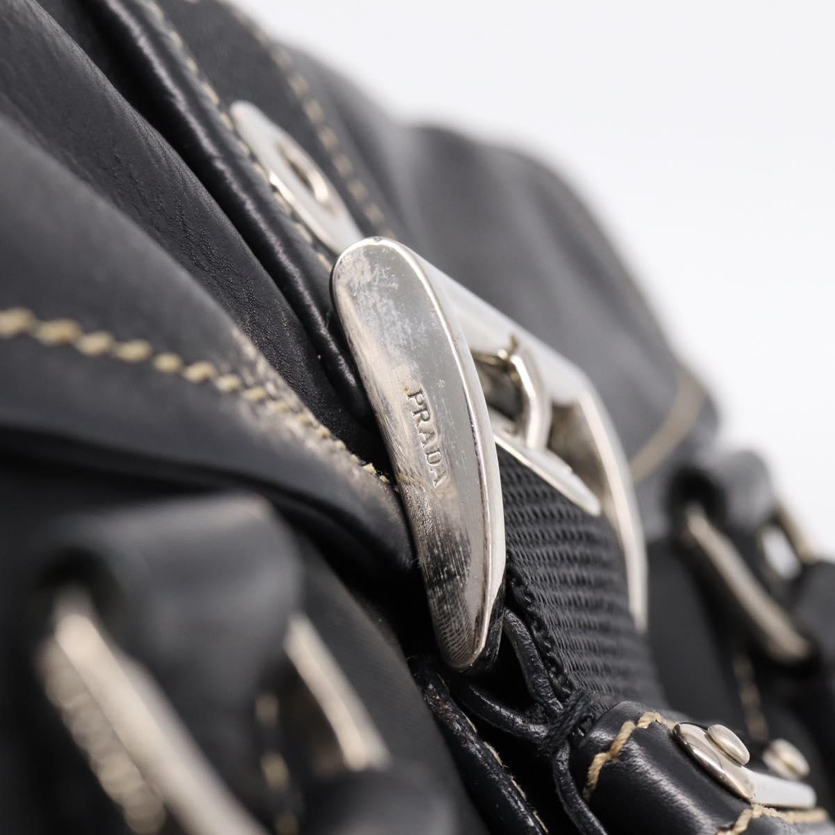 PRADA Shoulder Bag Nylon Black Silver Auth 199517V