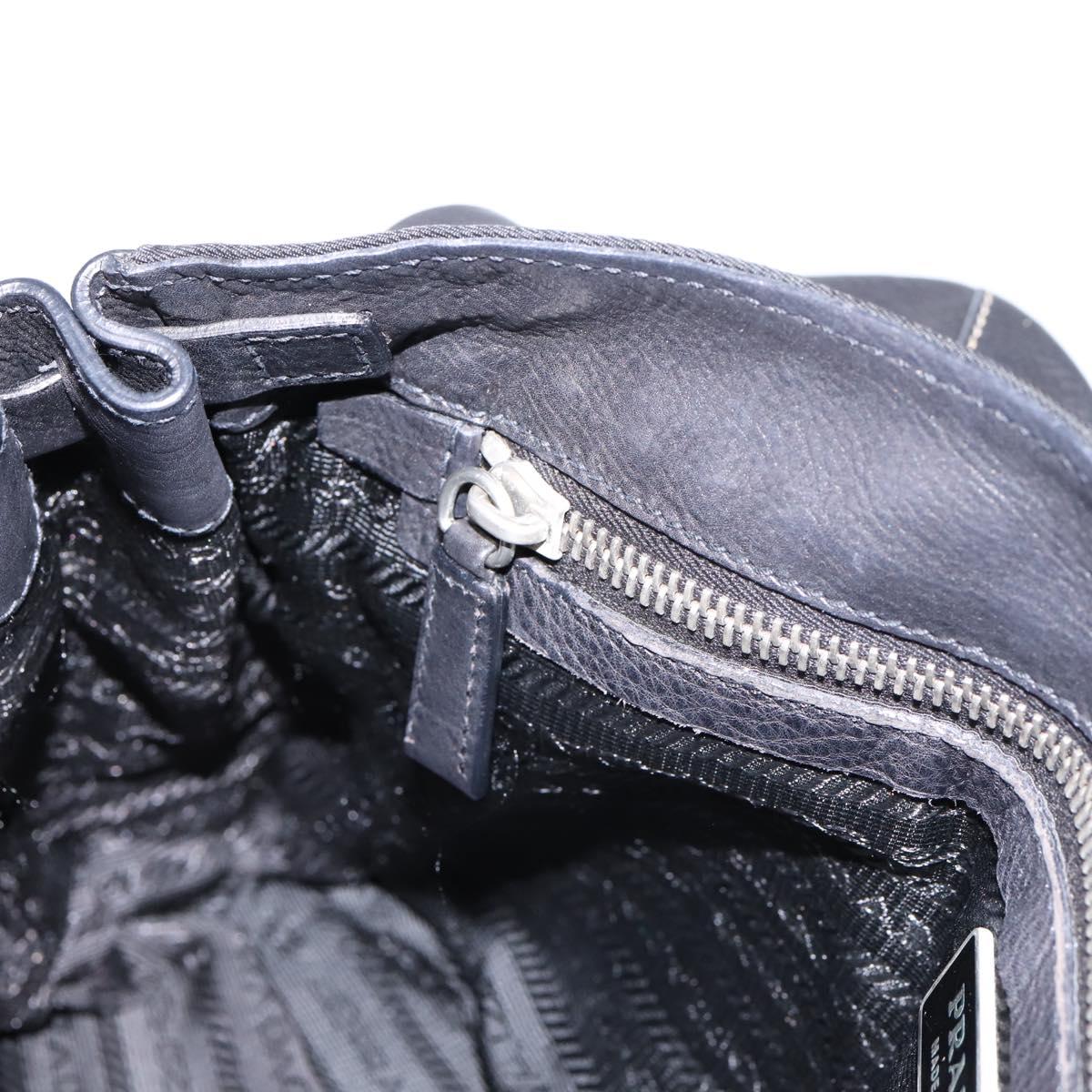 PRADA Shoulder Bag Nylon Black Silver Auth 199517V