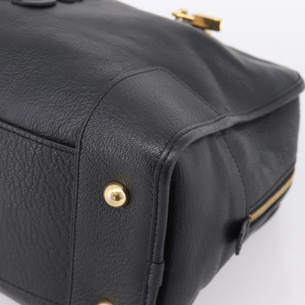 LOEWE anagram Amazona 36 Hand Bag Leather Black Gold Tone Auth 199518V