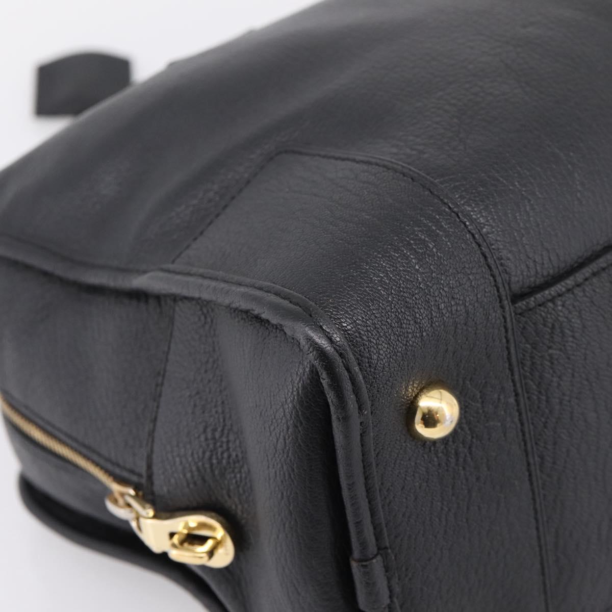 LOEWE anagram Amazona 36 Hand Bag Leather Black Gold Tone Auth 199518V