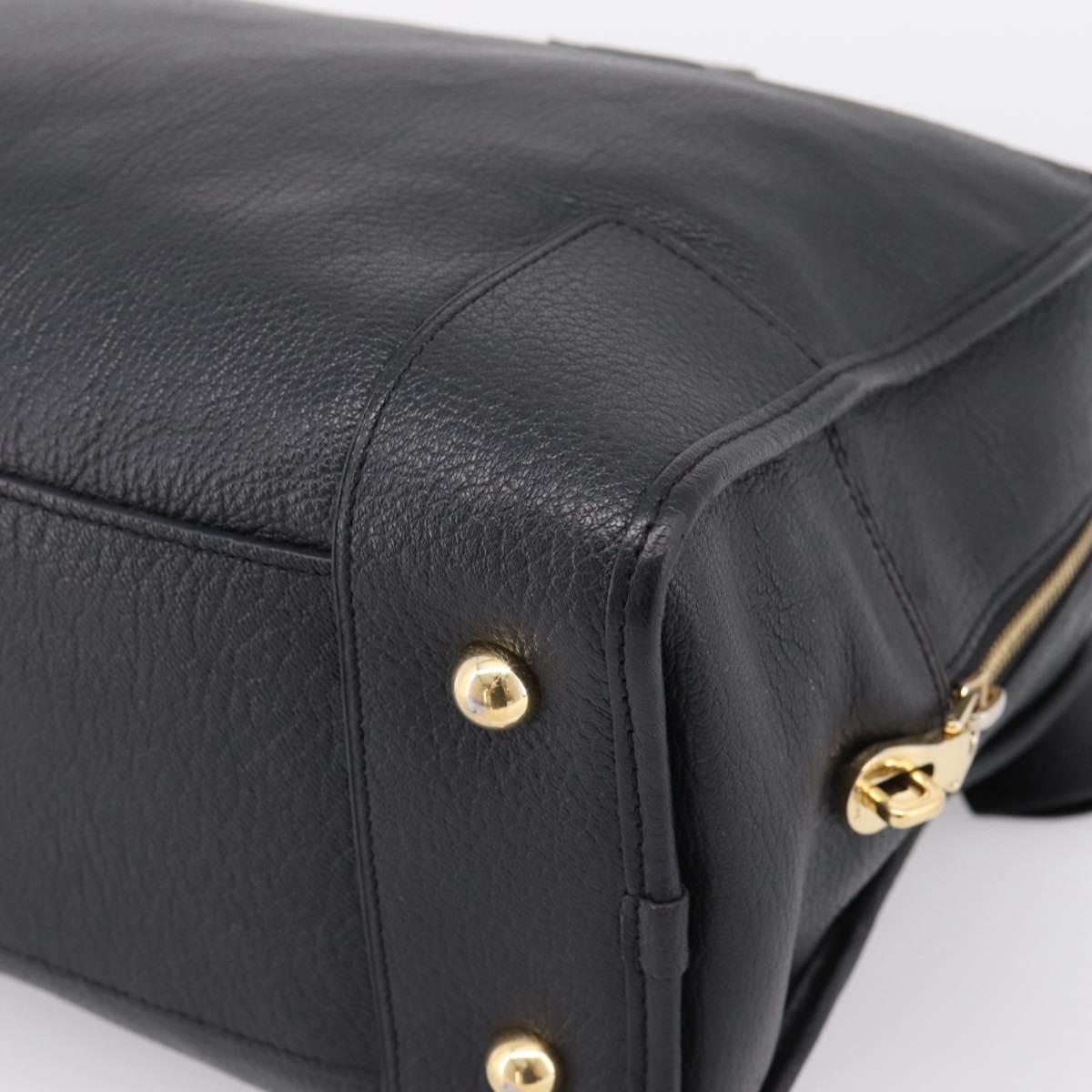 LOEWE anagram Amazona 36 Hand Bag Leather Black Gold Tone Auth 199518V