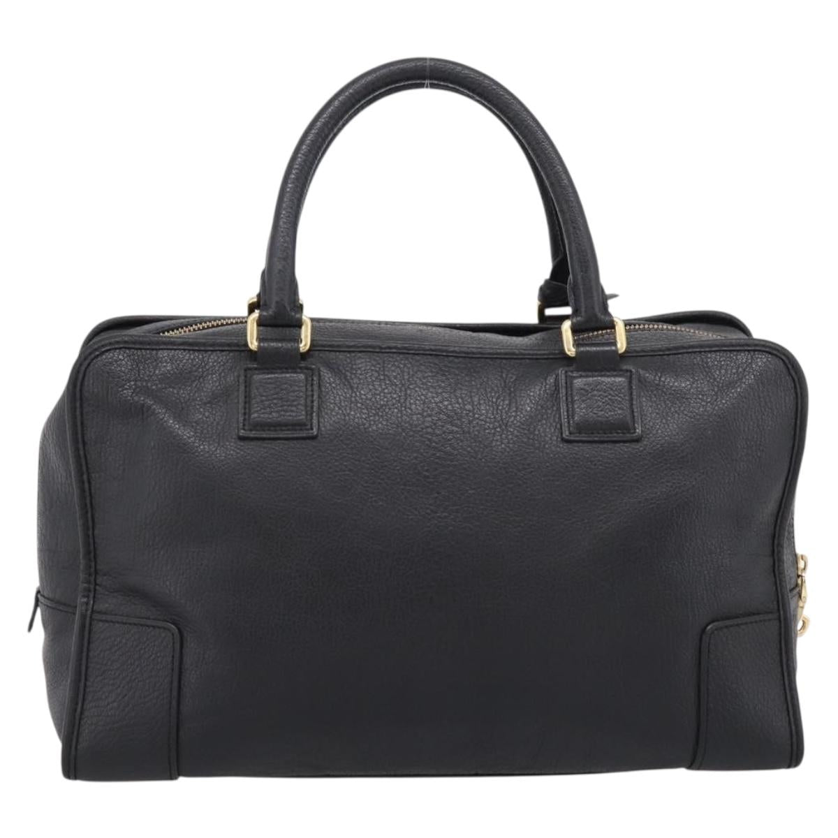 LOEWE anagram Amazona 36 Hand Bag Leather Black Gold Tone Auth 199518V
