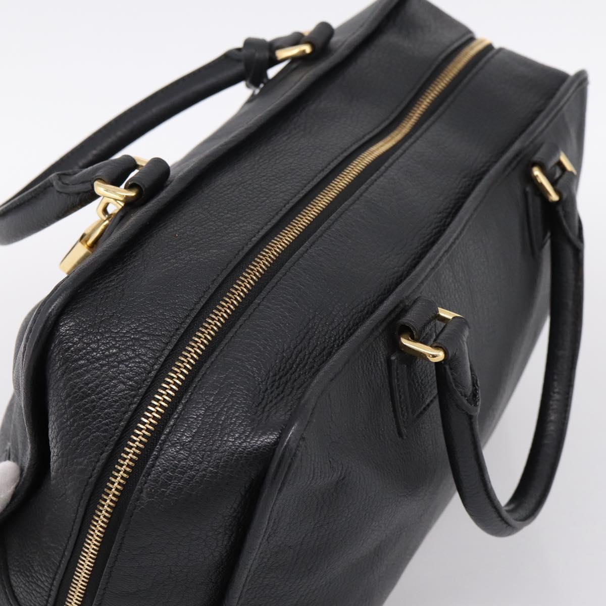 LOEWE anagram Amazona 36 Hand Bag Leather Black Gold Tone Auth 199518V