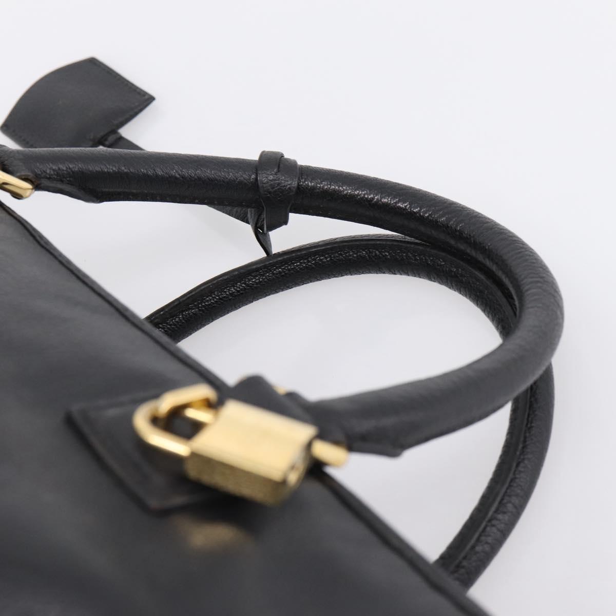 LOEWE anagram Amazona 36 Hand Bag Leather Black Gold Tone Auth 199518V