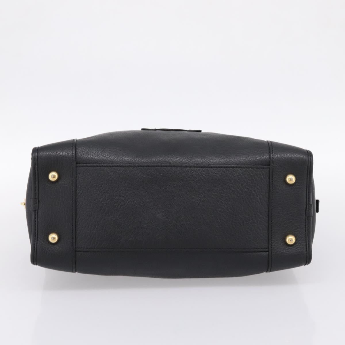 LOEWE anagram Amazona 36 Hand Bag Leather Black Gold Tone Auth 199518V
