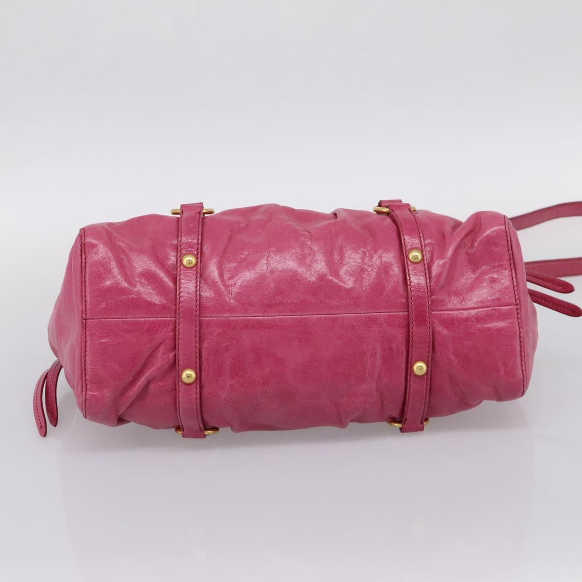 Miu Miu Hand Bag Leather 2way Pink Gold Tone Auth 199521V
