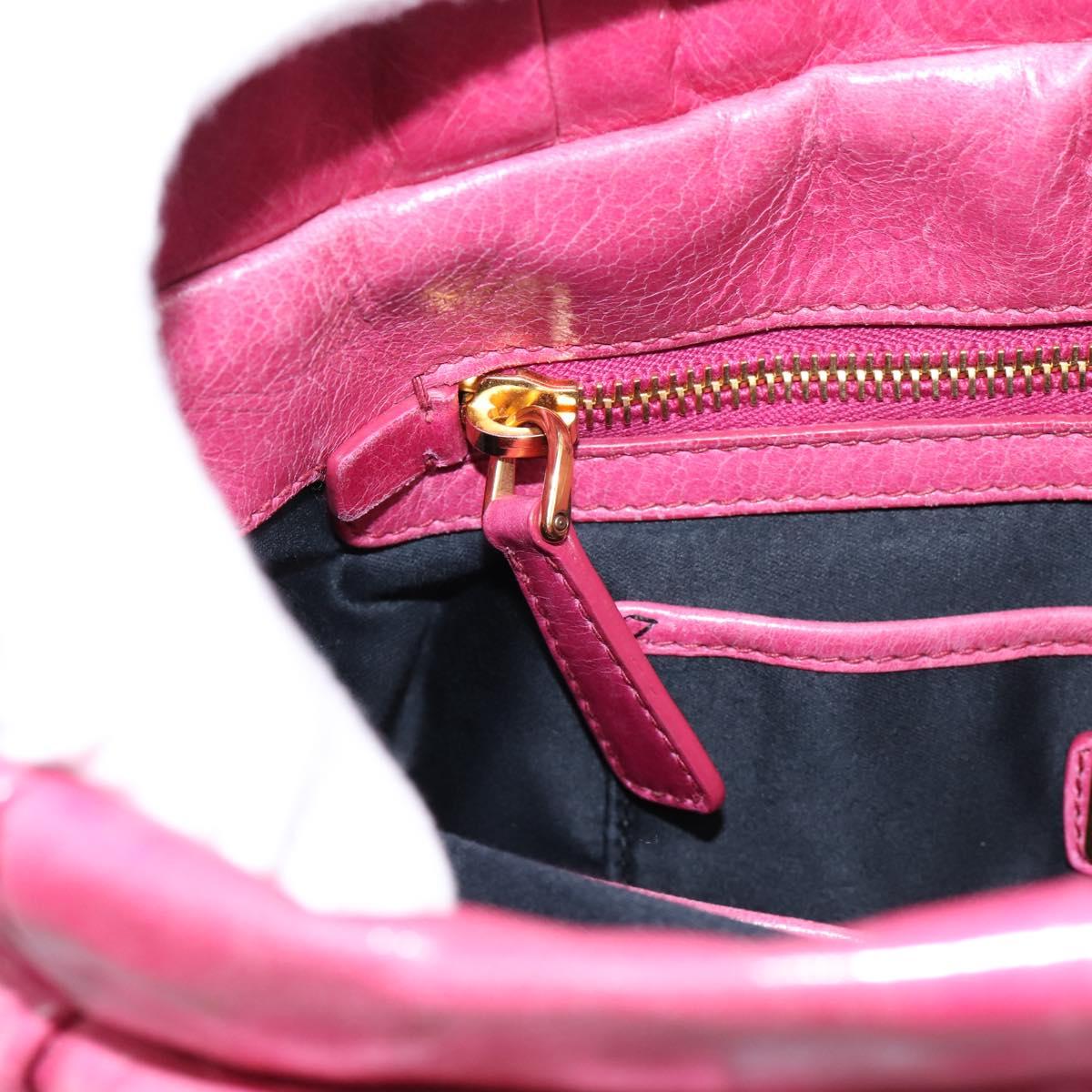 Miu Miu Hand Bag Leather 2way Pink Gold Tone Auth 199521V