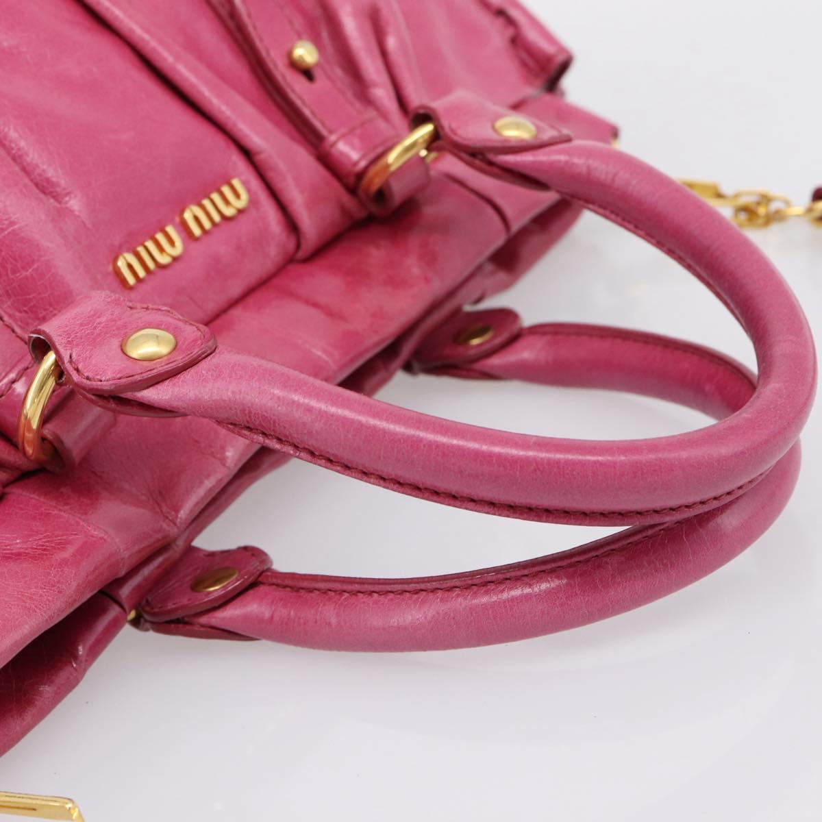 Miu Miu Hand Bag Leather 2way Pink Gold Tone Auth 199521V