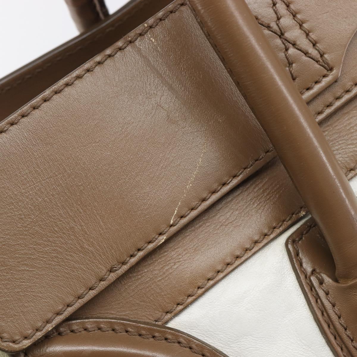 CELINE Luggage Mini Shopper Hand Bag Leather Brown Gold Tone Auth 199523A