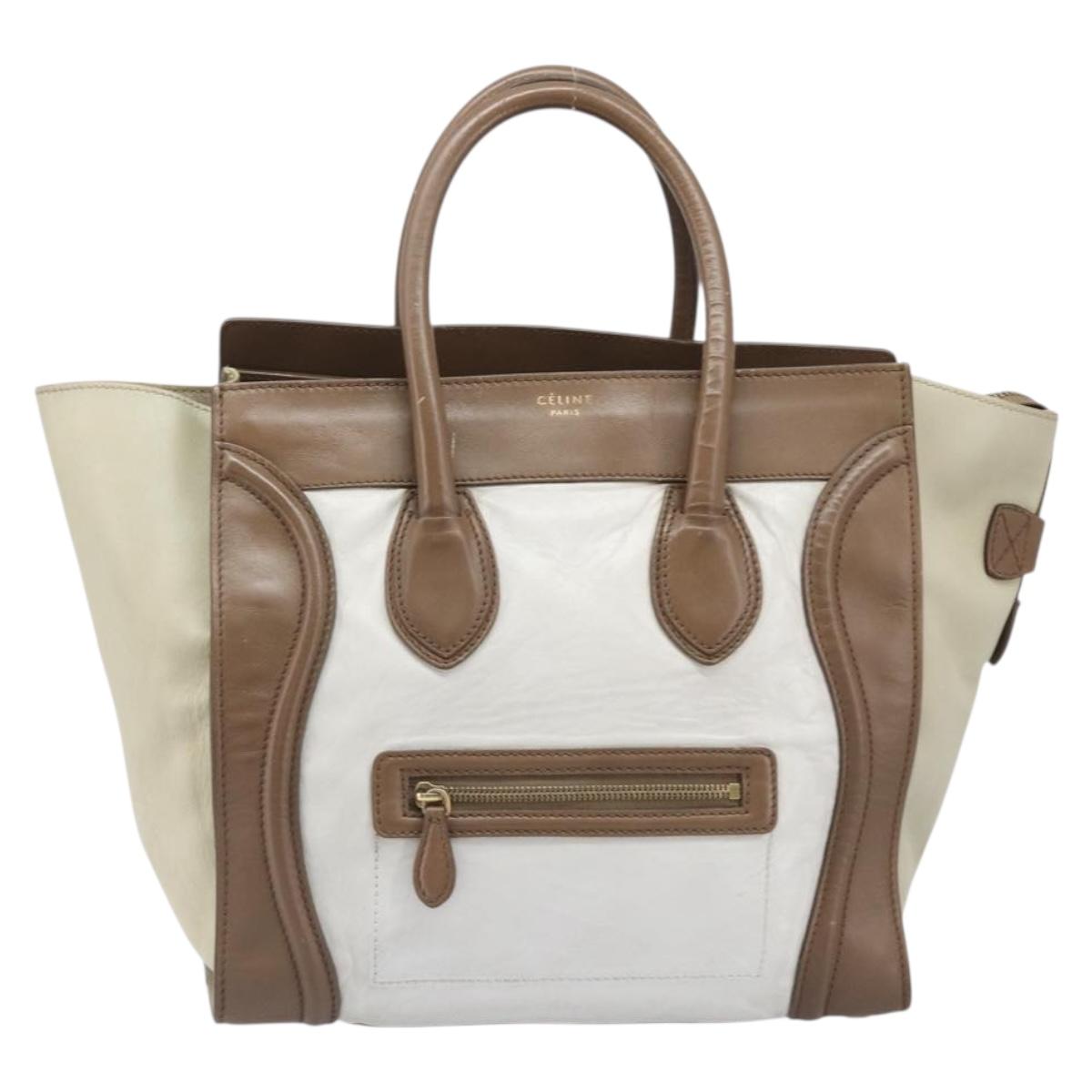 CELINE Luggage Mini Shopper Hand Bag Leather Brown Gold Tone Auth 199523A