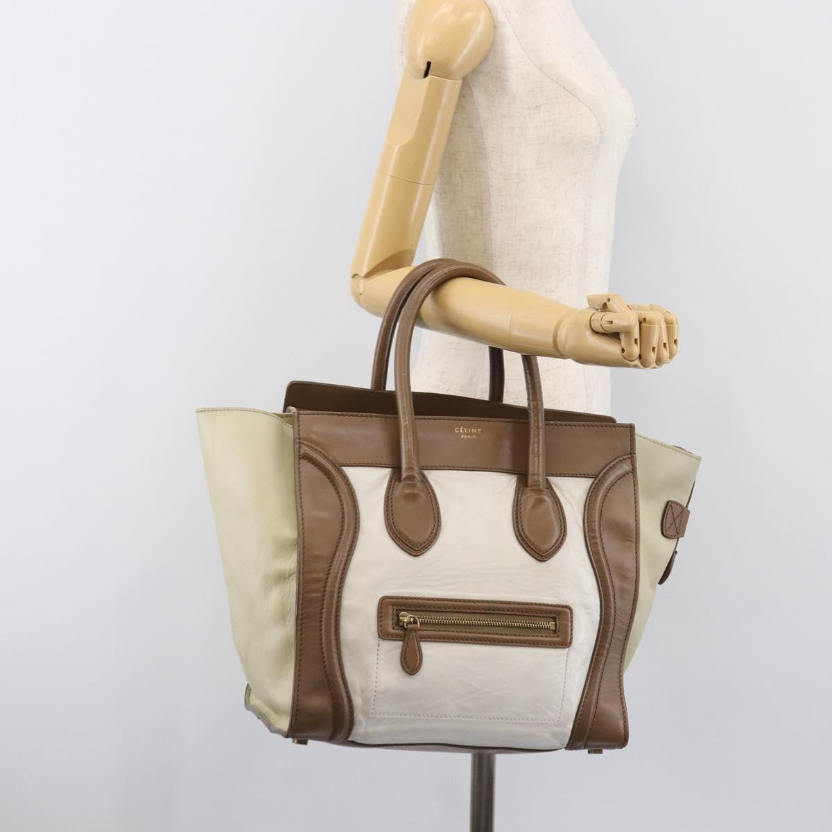 CELINE Luggage Mini Shopper Hand Bag Leather Brown Gold Tone Auth 199523A
