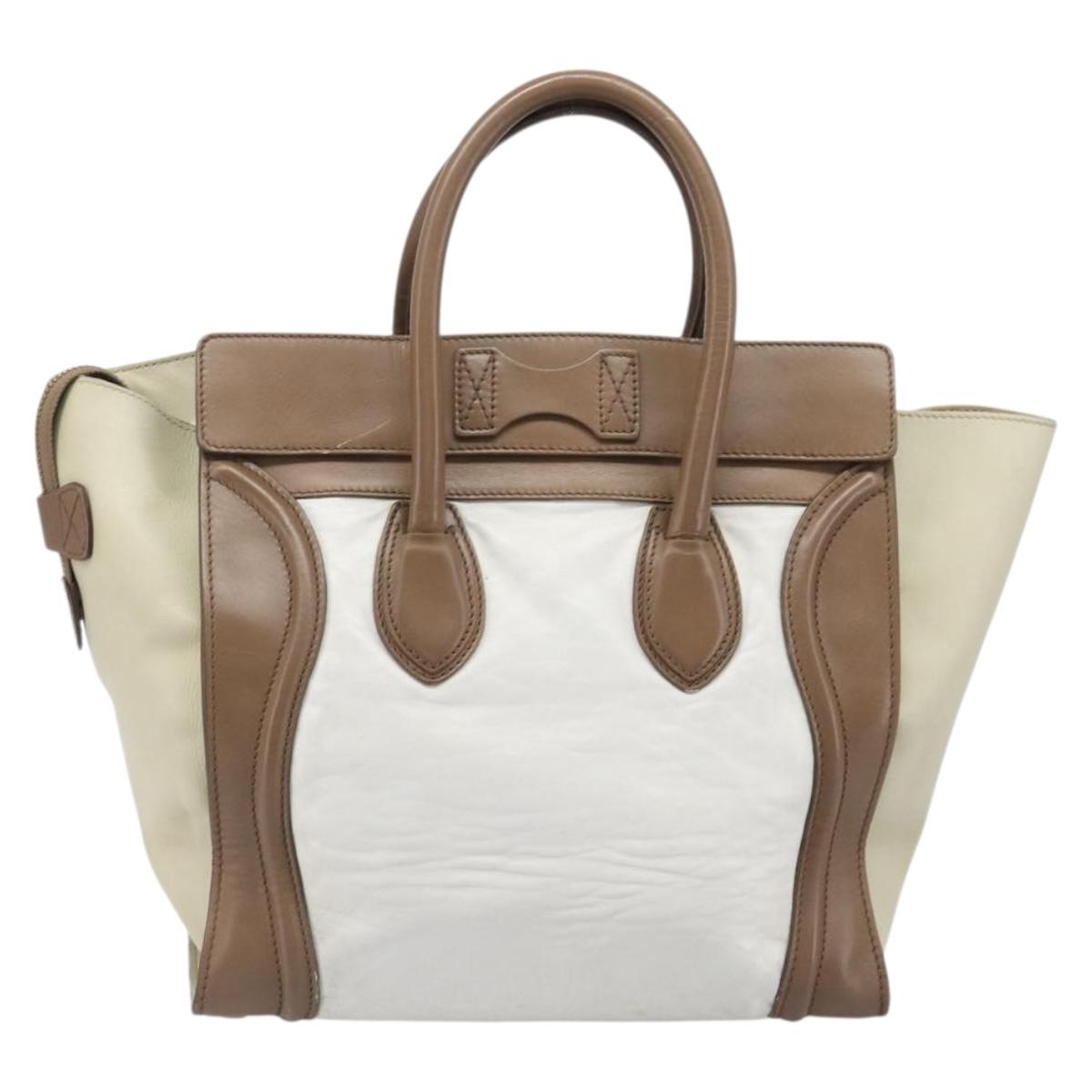 CELINE Luggage Mini Shopper Hand Bag Leather Brown Gold Tone Auth 199523A