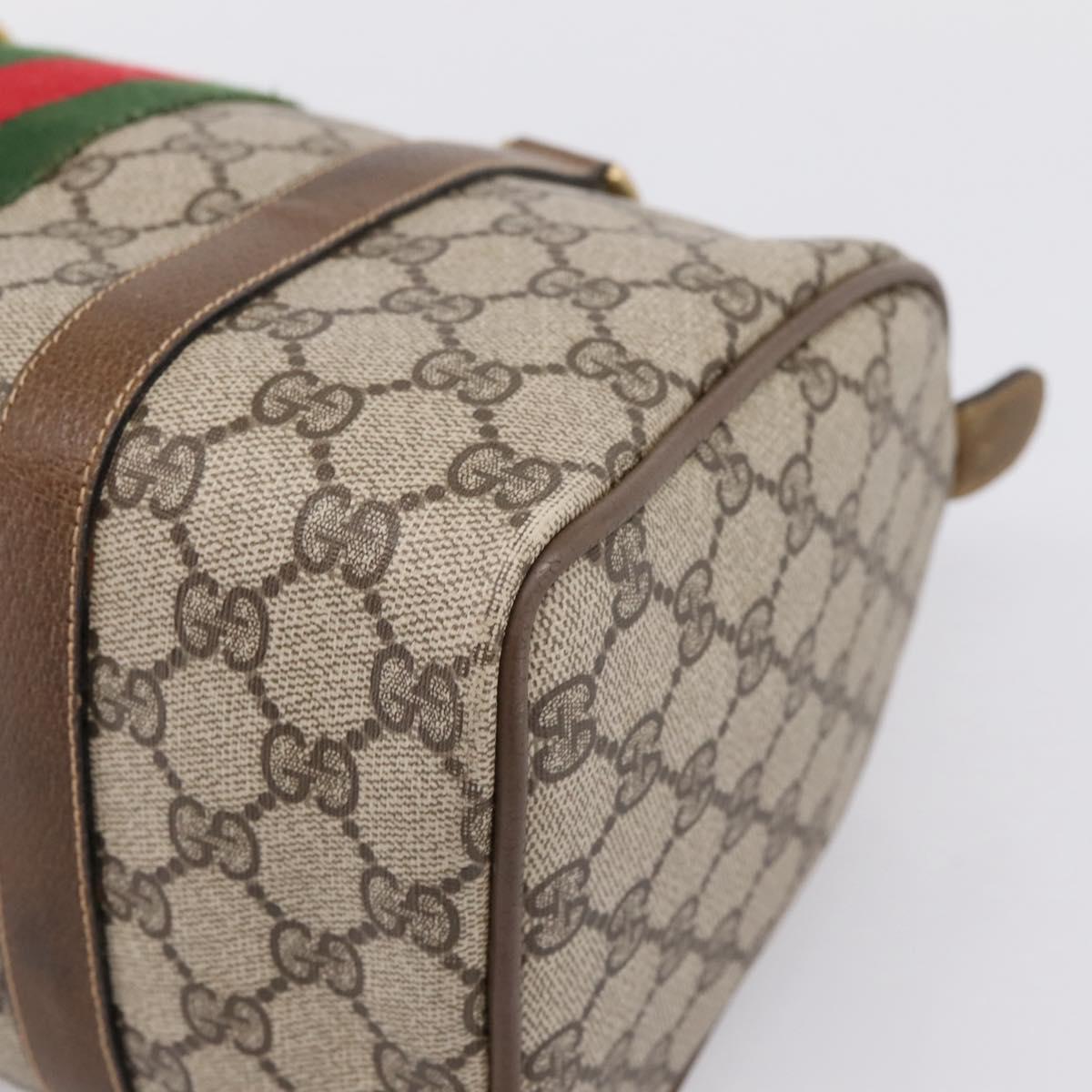 GUCCI GG Supreme Web Sherry Line Hand Bag PVC Beige Gold 001 22 3841 Auth 199525