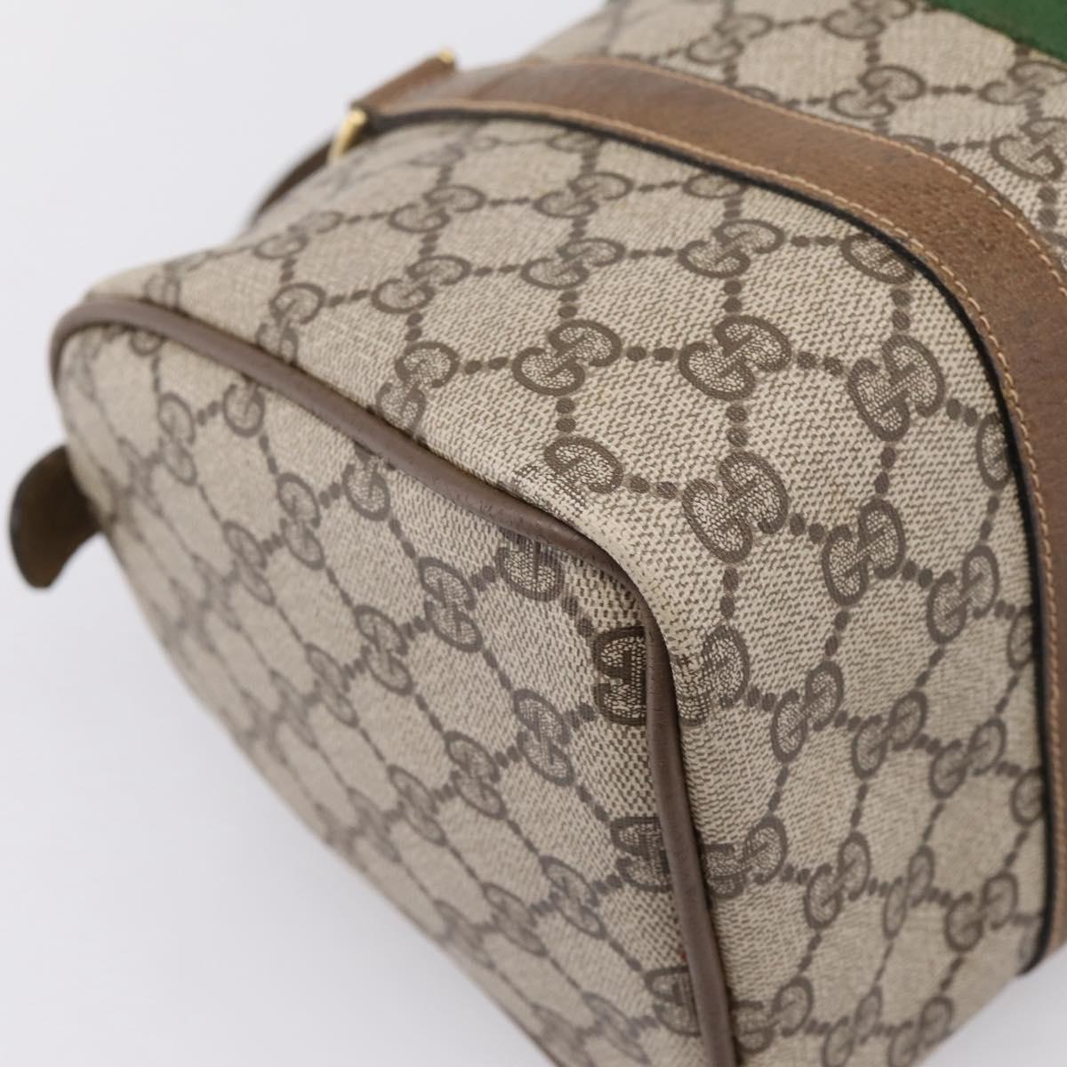GUCCI GG Supreme Web Sherry Line Hand Bag PVC Beige Gold 001 22 3841 Auth 199525
