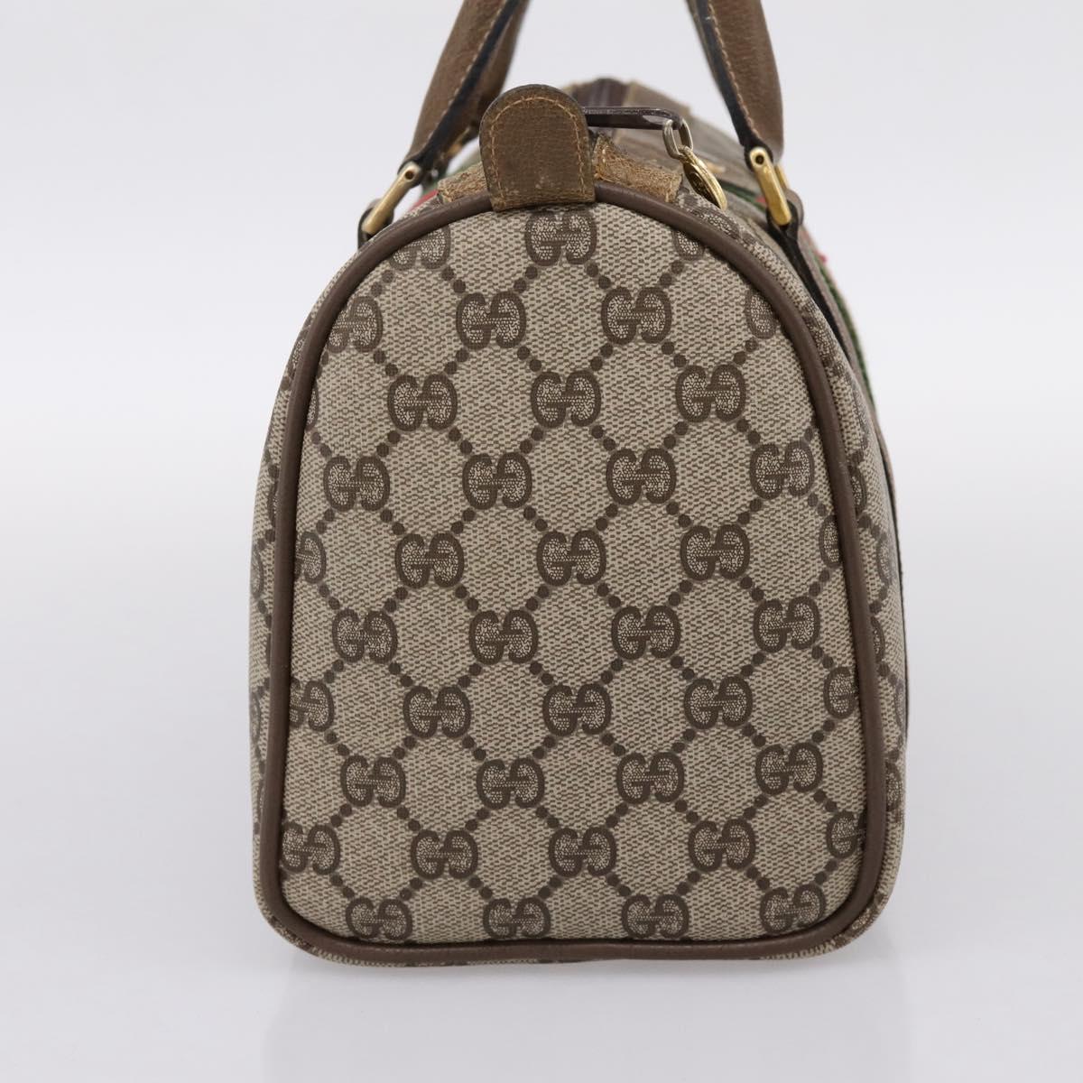 GUCCI GG Supreme Web Sherry Line Hand Bag PVC Beige Gold 001 22 3841 Auth 199525