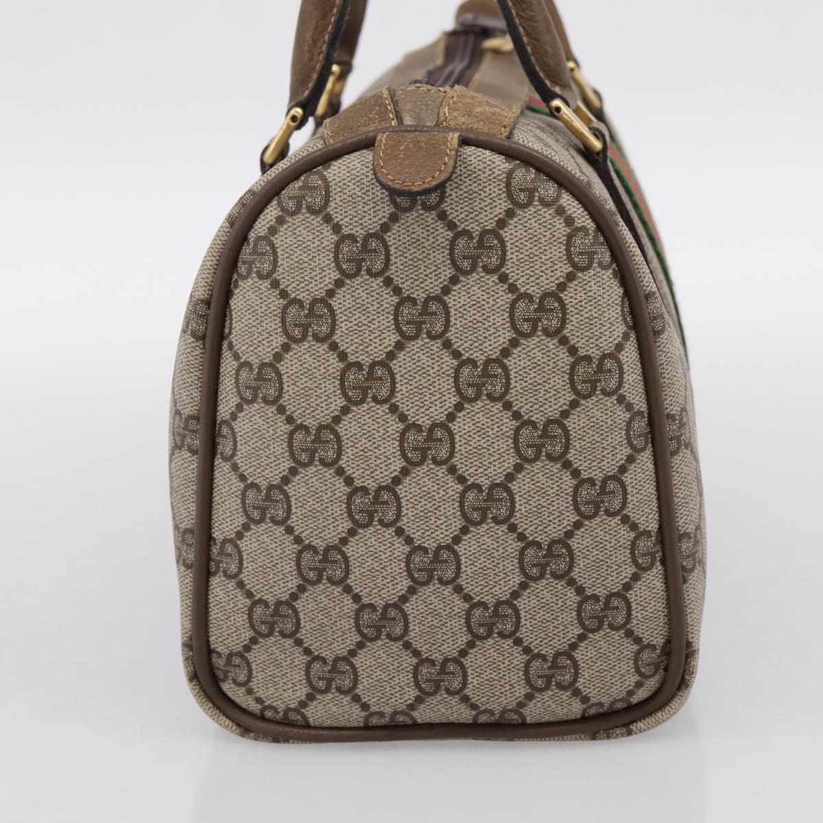 GUCCI GG Supreme Web Sherry Line Hand Bag PVC Beige Gold 001 22 3841 Auth 199525