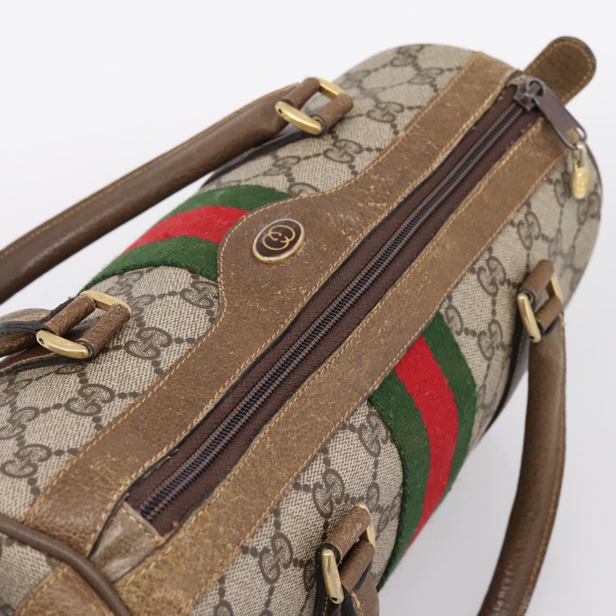 GUCCI GG Supreme Web Sherry Line Hand Bag PVC Beige Gold 001 22 3841 Auth 199525